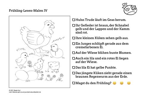 Frühlingszauber Lesen und dann malen 4 Grundschule und Basteln