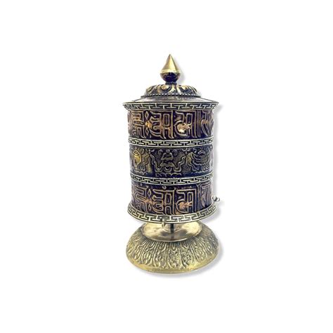 Table Prayer Wheel With Mantra Inside, Handcarved With Embossed Tibetan ...