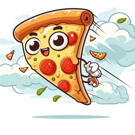 Premium Vector Flying Slice Of Pizza Vector Illustration