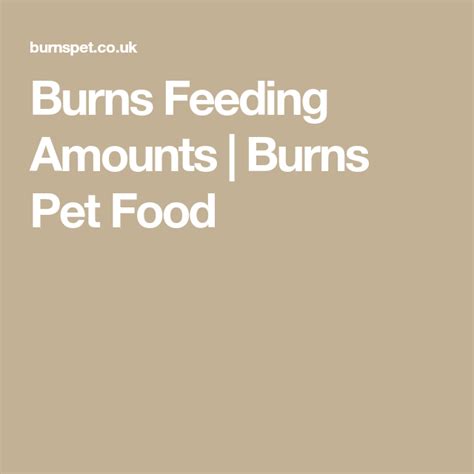 Burns Feeding Amounts Burns Pet Food