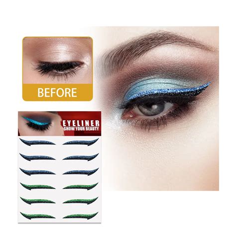 6pairs New Eyeliner Sticker Waterproof Glitter Colors Eyeliner Stickers Buy Eyeliner Stickers