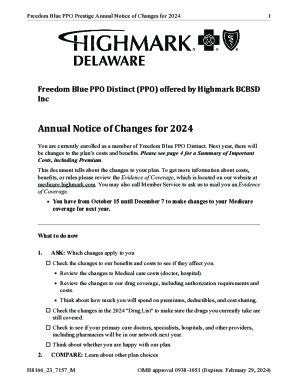 Fillable Online Freedom Blue Ppo Prestige Annual Notice Of Changes For