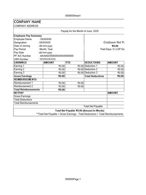 Excel Payslip Template | PDF