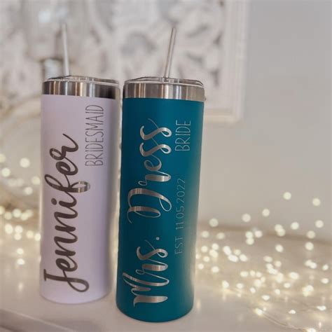 Laser Engraved Skinny Tumblers For Bridal Party Bridal Party Etsy