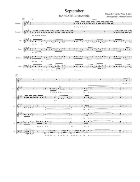 September Arr Jeremy Gussin Sheet Music Earth Wind Fire