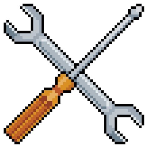 Herramientas De Destornillador Y Llave De Pixel Art Elemento De Juego