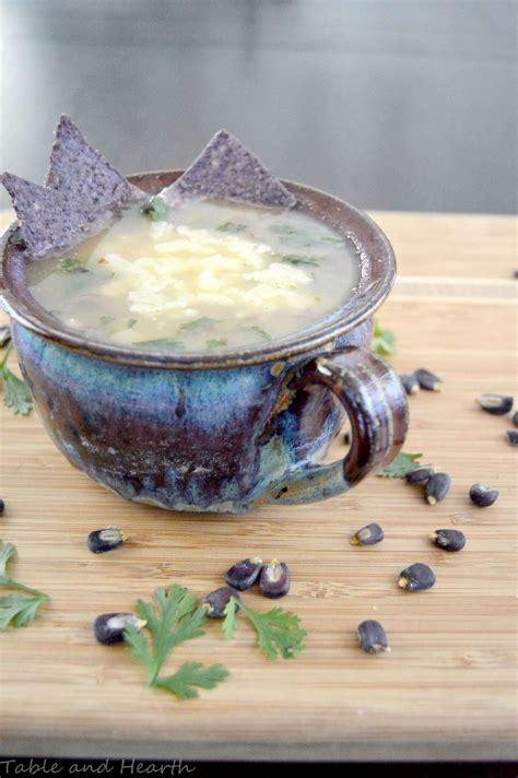 Cilantro Soup With Blue Posole Table And Hearth