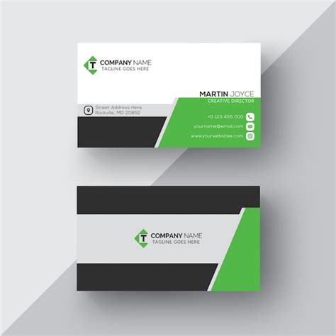 Premium Vector Green And Black Business Card Template