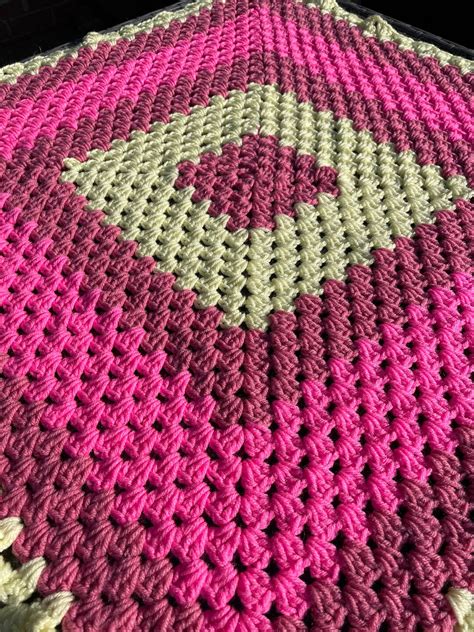 Vintage Crochet Blanket Granny Square Blanket Handmade Blanket