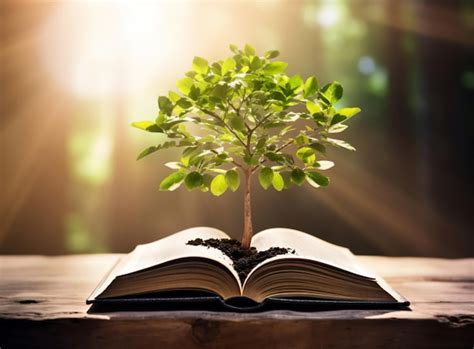 Premium Photo Book Or Tree Of Knowledge Concept With An Tree Growing