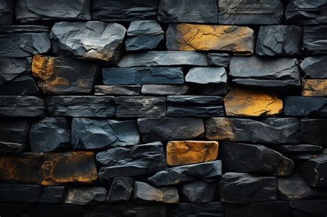 Premium AI Image | Black Stone Wall Texture Background