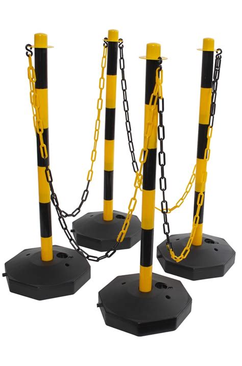 Yellow Black Plastic Chain Post Set X With Mtrs Of Chain Pc Post