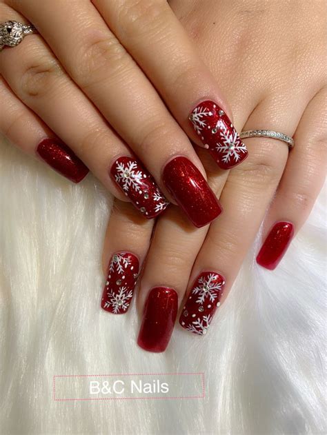 Powder Dip Nails Christmas Nails Red Nails Glitter Dipped Nails