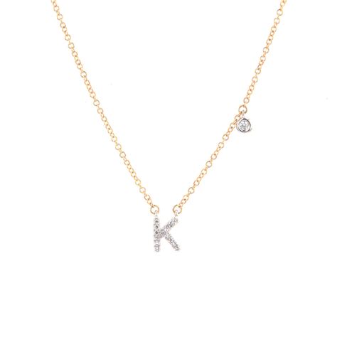 14K Two Tone Diamond K Necklace Josephs Jewelers