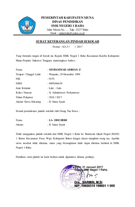 Surat Rekomendasi Pindah Sekolah Riset Riset