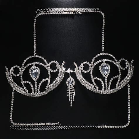Artistic Pattern Luxury Crystal Chest Bracket Harness Sexy Rhinestone Bikini Accessories Body