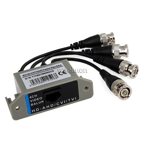 4ch Hd Passive Video Balun Transceiver Bnc To Utp Rj45 Cctv Via Twisted Pairs For Ahd Tvi Cvi