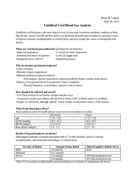 Umbilical Cord Blood Gas Analysis | Hypoxia (Medical) | Fetus