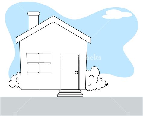 Retro Cartoon House Drawing Royalty-Free Stock Image - Storyblocks