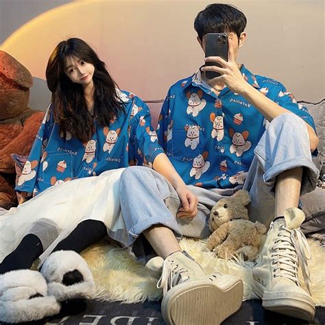 Mua Áo sơ mi họa tiết nam nữ kiểu tay lỡ form rộng in hình bánh ngọt gấu bông mẫu cực hot giá rẻ