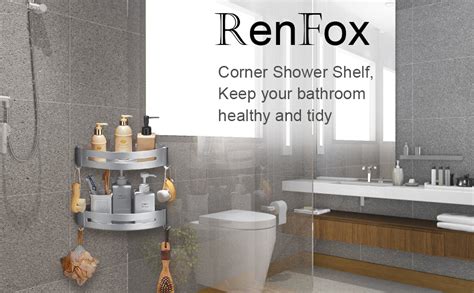 RenFox Estante para Esquinas de Ducha Estantería para Baño Sin Taladro