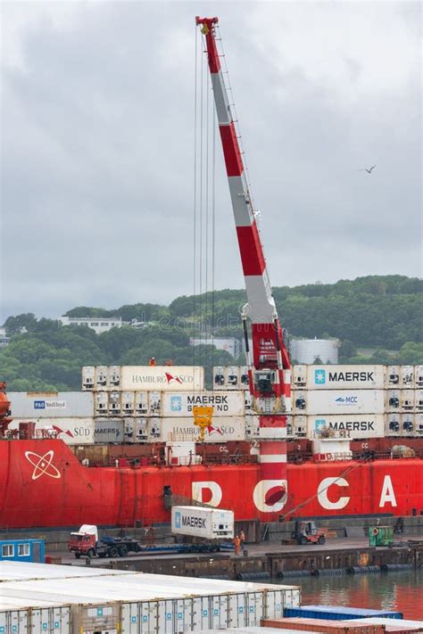 Crane Unloaded Container Cargo Ship Sevmorput Fsue Atomflot Russian