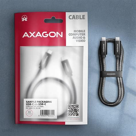 Axagon Bucm432 Cm10ab Kabel Usb C Usb C Usb4 Gen 3x2 1m Pd 100w 8k Hd Alu Oplot Czarny