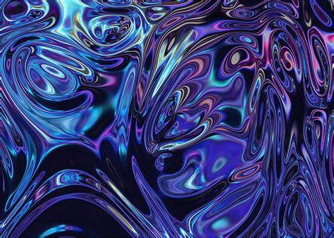 Blue Flowing Holographic Metal Background, Desktop Wallpaper, Blue ...