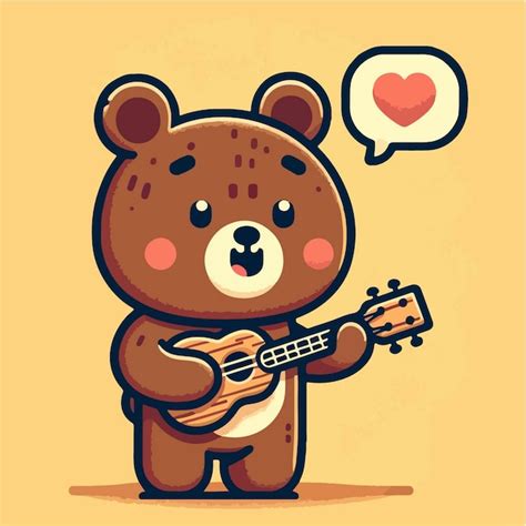 Premium Vector Illustration Of A Bear Playing The Guitar In A Simple