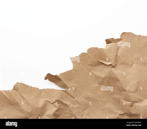 Fragmento De Una Hoja En Blanco Arrugado De Papel Kraft De Embalaje