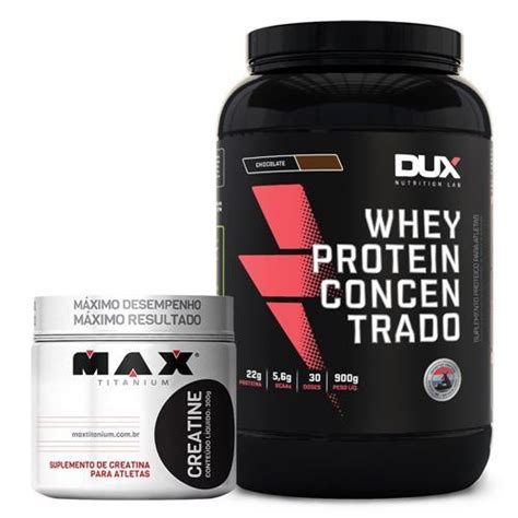 Kit Whey Protein Concentrado Dux Nutrition Creatina 300g Max Titanium