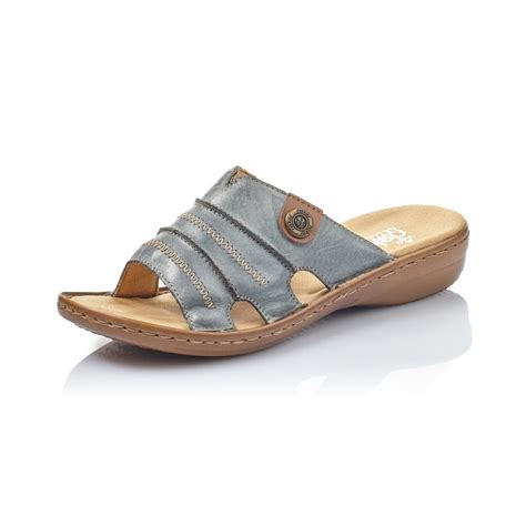 Rieker 60876 12 Ladies Blue Slip On Sandals Rieker Ladies From Rieker Uk