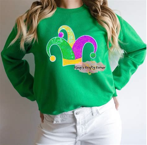 Mardi Gras Jester Hat Sequin Design Sweatshirt Mardi Gras Sweatshirt