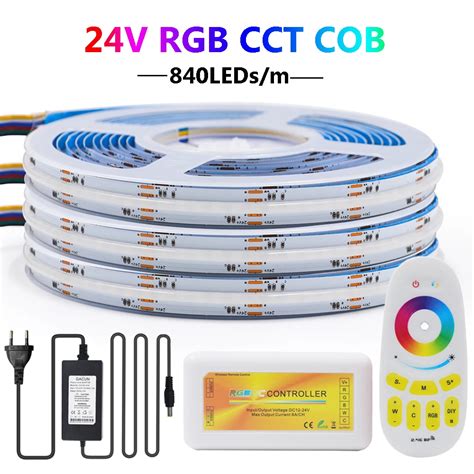 Dc V Rgbcct Cob Led Strips Leds M With Touch Rf Remote Controller