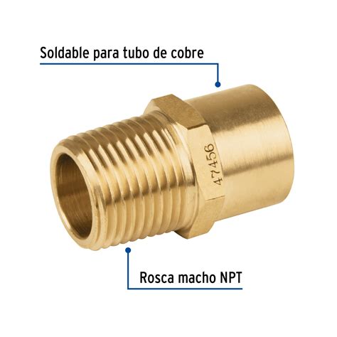 Conector NPT soldable de latón 1 2 X 3 8 Foset Para Gas 47456