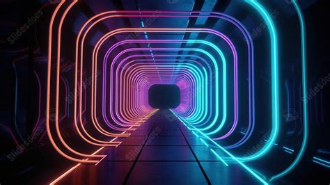 A Circular Neon Tunnel With Bright Neon Lights Powerpoint Background For Free Download Slidesdocs