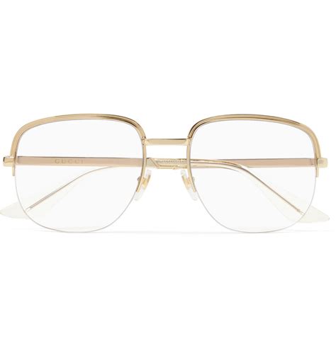 Gucci Square Frame Gold Tone And Enamel Optical Glasses Gold Gucci