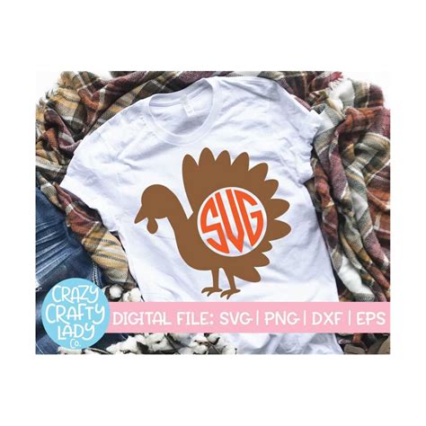 Turkey Monogram Frame Svg Fall Cut File Thanksgiving Desig Inspire Uplift