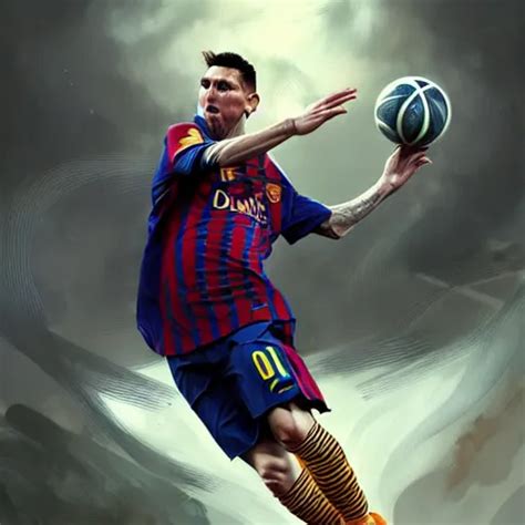 Krea Messi Dunking On Ronaldo D D Fantasy Intricate Elegant