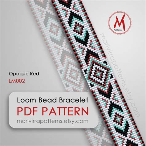 Opaque Red Loom Bead Pattern For Bracelet Native Inspired Etsy In