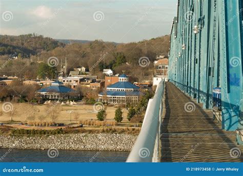 Large Pedestrian Bridge Across the Tennessee River Stock Photo - Image ...