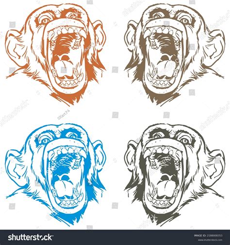 Angry Monkey Vector Illustration Monkey Head Stock Vector Royalty Free