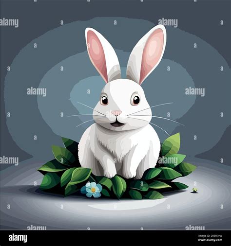 Little cute white bunny. Happy funny creature cartoon vector ...