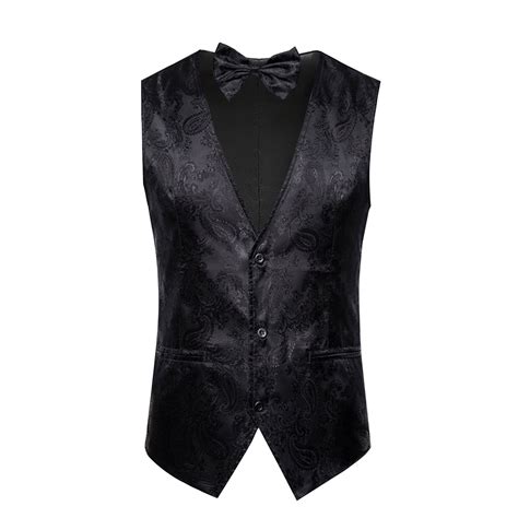 Men S Paisley Floral Jacquard Suit Vest Single Breasted Business Formal