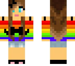 Rainbow Mustache Girl | Minecraft Skin