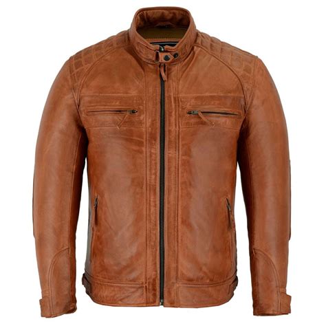 Vance Leathers Usa Men S Cafe Racer Waxed Lambskin Austin Brown