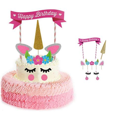 Buy PATPAT Unicorn Cake Birthday Topper Pink Unicorn Cake Topper Kit