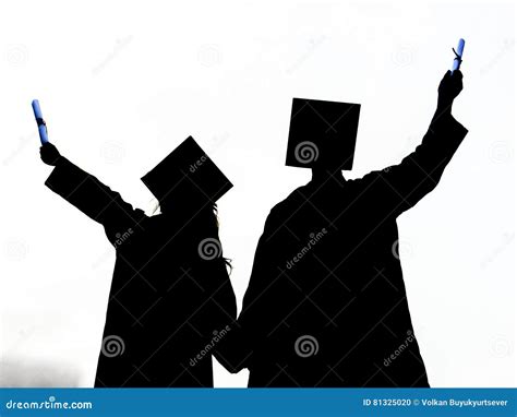 Graduated Girl and Boy Silhouette, Graduation Student, Girl and Boy Graduate, Stock Photo ...