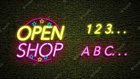 Premium Vector | Open Shop Alphabet Neon Sign Lettering