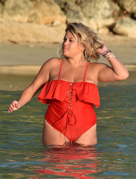 Nadia Essex In Orange Swimsuit 2018 03 Gotceleb